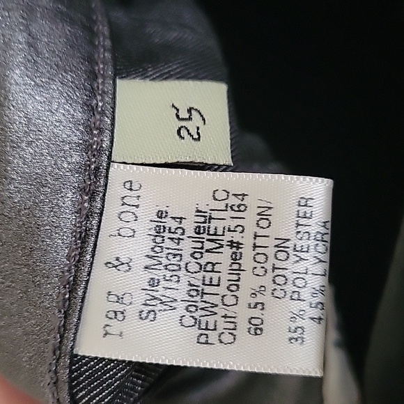 Rag & Bone Pewter Metallic Skinny Jean Leggings - Size 25 - Picture 9 of 9